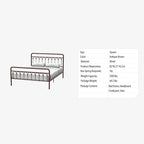 CUSchoice Metal Bed Queen in Black and Antique Brown Finishes