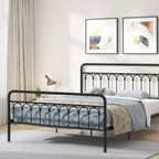 CUSchoice Metal Bed Queen in Black and Antique Brown Finishes
