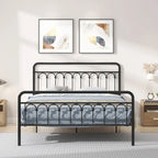 CUSchoice Metal Bed Queen in Black and Antique Brown Finishes