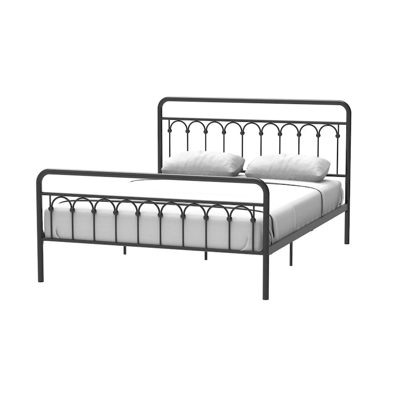CUSchoice Metal Bed Queen in Black and Antique Brown Finishes
