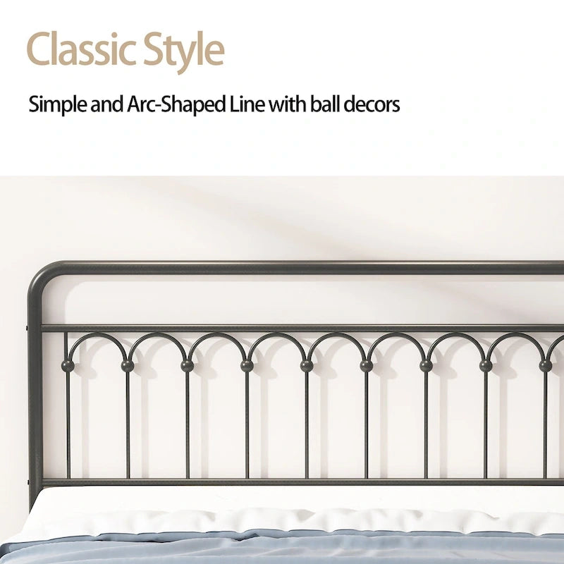 CUSchoice Metal Bed Queen in Black and Antique Brown Finishes