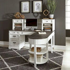Allyson Park Wirebrushed White Charcoal L Shaped Desk Set