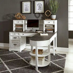 Allyson Park Wirebrushed White Charcoal L Shaped Desk Set