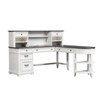 Allyson Park Wirebrushed White Charcoal L Shaped Desk Set
