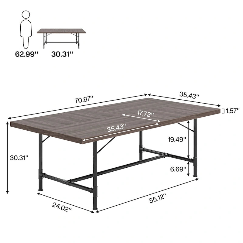 Rectangle Meeting Seminar Table for Conference Room, 70.8 W x 35.4 D