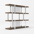 Modern Walnut Glass & Stainless Steel Bookshelf
