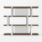 Modern Walnut Glass & Stainless Steel Bookshelf