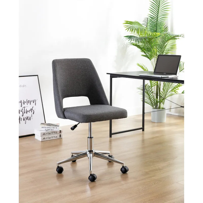 Porthos Home Kimora Office Chair, Linen Upholstery, Roller Wheels