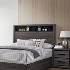 Rothwell Contemporary Grey Wood Wood 2-Piece Panel Bedroom Set with Shelves by Strick & Bolton