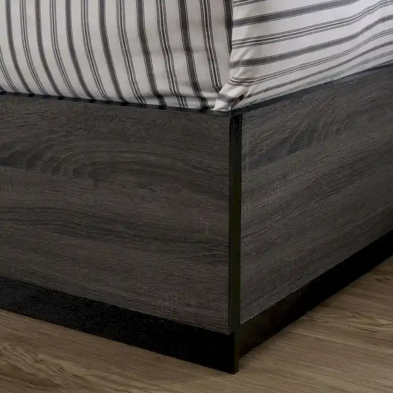 Rothwell Contemporary Grey Wood Wood 2-Piece Panel Bedroom Set with Shelves by Strick & Bolton