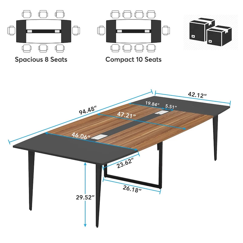 94.48 L x 47.24 W Conference Table,Seminar Table with Rectangle Grommet