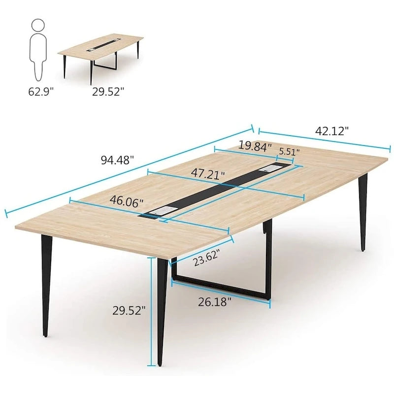 94.48 L x 47.24 W Conference Table,Seminar Table with Rectangle Grommet