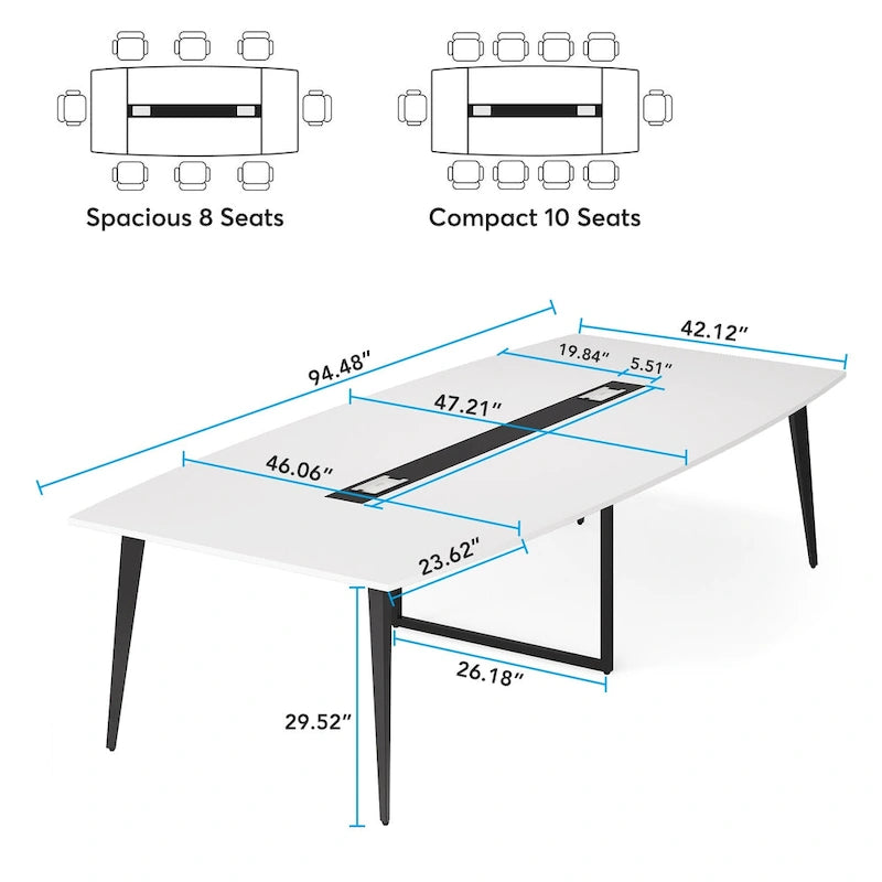 94.48 L x 47.24 W Conference Table,Seminar Table with Rectangle Grommet