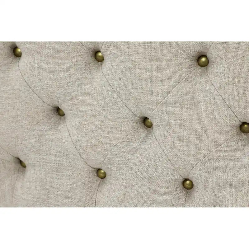 Black Tan or Grey Wood Tufted Fabric Modern Glam Ottoman Bench