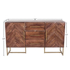 Barnette 2-Door 3-Drawer Herringbone Wooden Cabinet