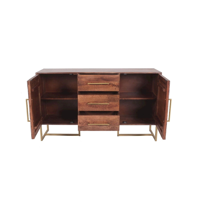 Barnette 2-Door 3-Drawer Herringbone Wooden Cabinet