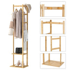 15 Wide Solid Wood Freestanding Coat Rack with Storage - Bamboo Color