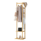 15 Wide Solid Wood Freestanding Coat Rack with Storage - Bamboo Color