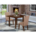 Chair photo - Kitchen Table Set- a Rectangle Dining Table and Brown Linen Fabric Dining Chairs, Mahogany (Pieces Option)