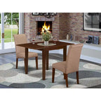 Chair photo - Kitchen Table Set- a Rectangle Dining Table and Brown Linen Fabric Dining Chairs, Mahogany (Pieces Option)
