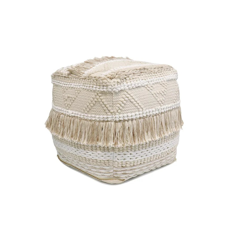 Pasargad Home Grand Canyon Cotton Pouf, Beige