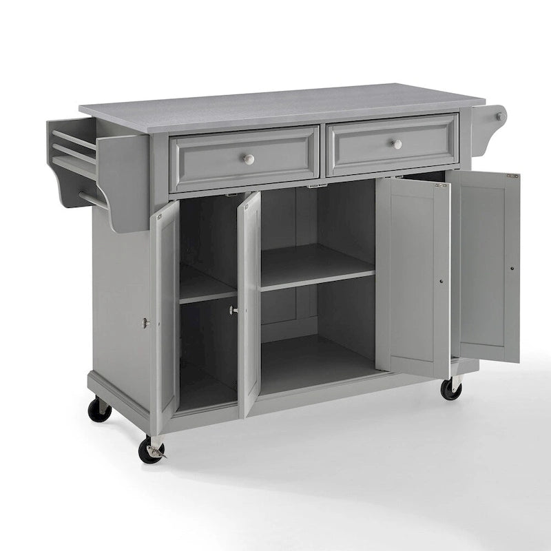 Crosley Stainless Steel Top Kitchen Cart/Island In Vintage Grey - 51.5 W x 18 D x 34 H