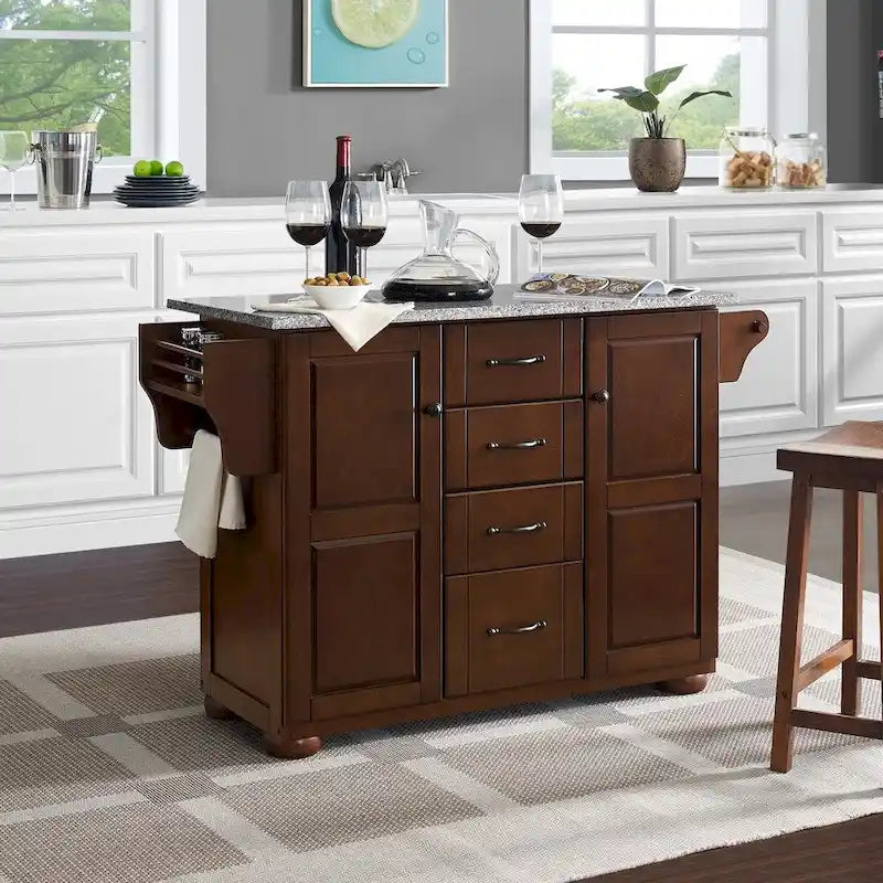 Crosley Eleanor Solid Granite Top Kitchen Island - 51.5 W x 18 D x 35.25 H