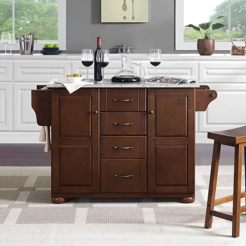 Crosley Eleanor Solid Granite Top Kitchen Island - 51.5 W x 18 D x 35.25 H