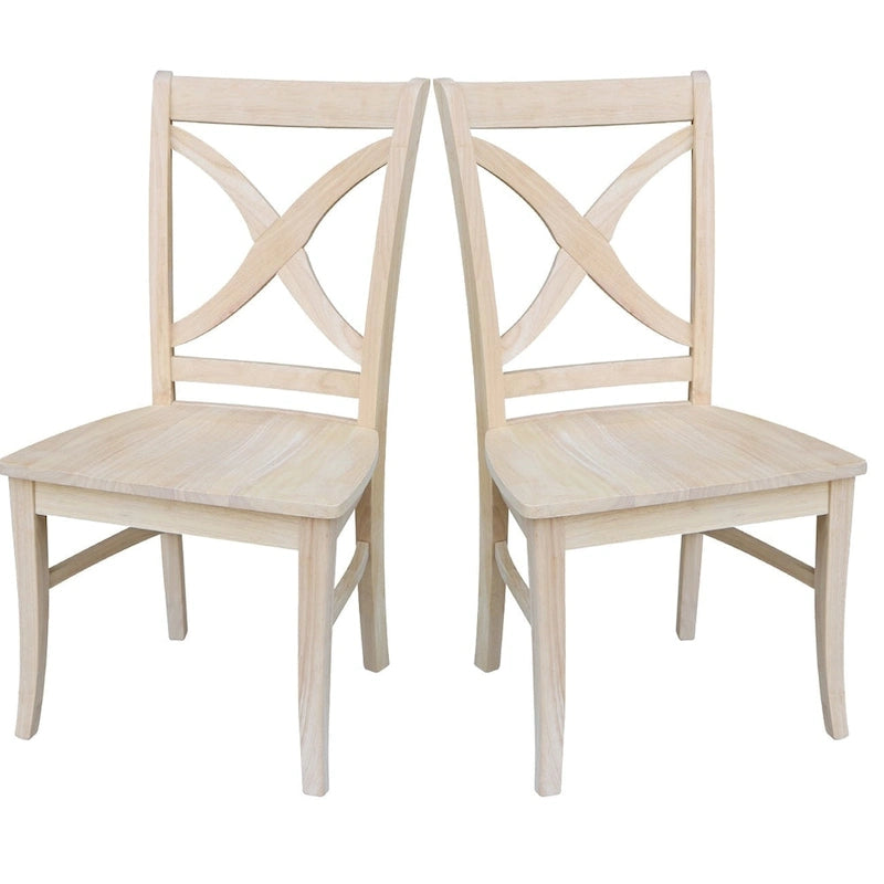 International Concepts Solid Wood Cosmo X-back Dining Chairs, Set of 2