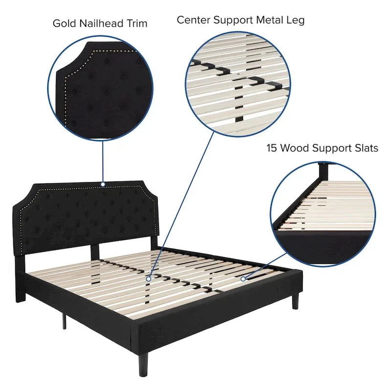 Tufted Platform Bed with 10 Inch Pocket Spring Mattress