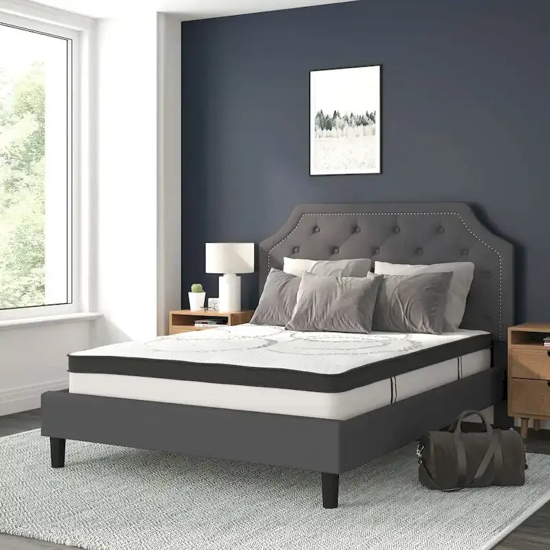 Tufted Platform Bed with 10 Inch Pocket Spring Mattress