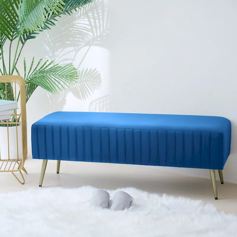 46 Modern Upholstered Bed and Entryway Bench with Padded Velvet Seat