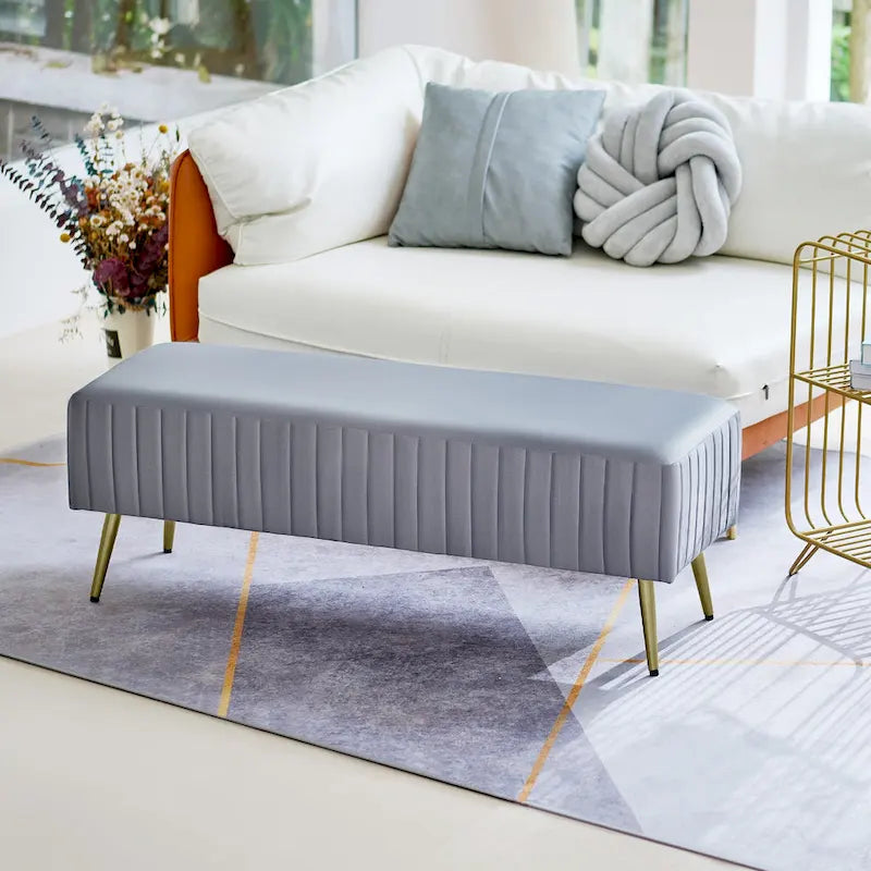 46 Modern Upholstered Bed and Entryway Bench with Padded Velvet Seat