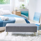 46 Modern Upholstered Bed and Entryway Bench with Padded Velvet Seat
