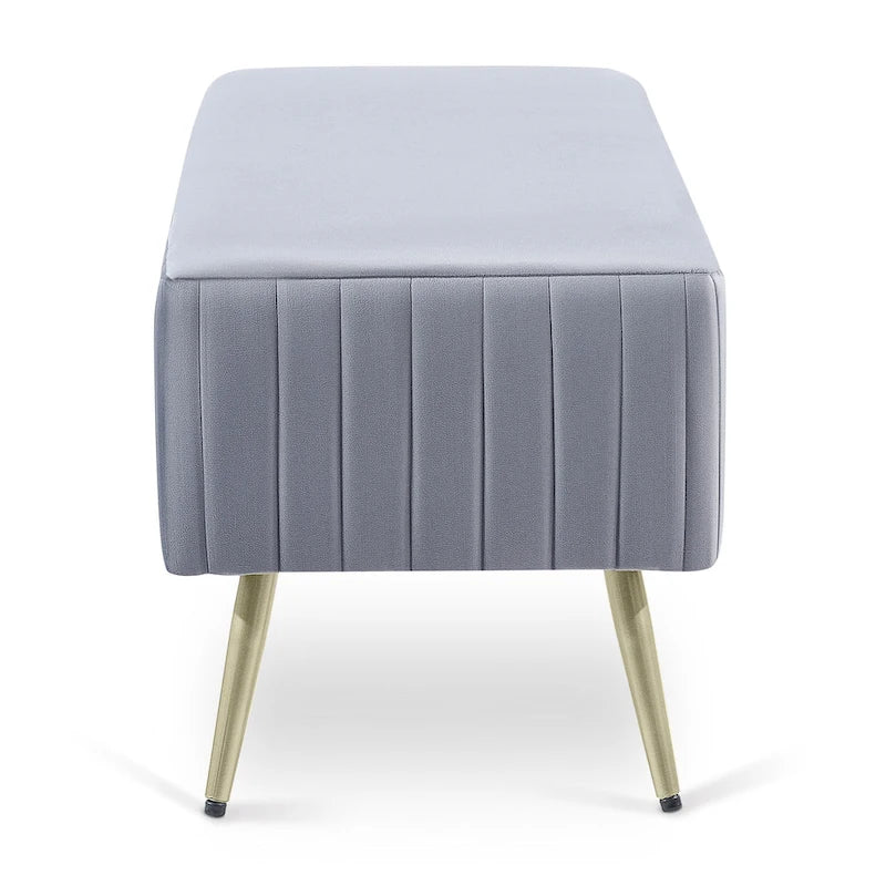 46 Modern Upholstered Bed and Entryway Bench with Padded Velvet Seat