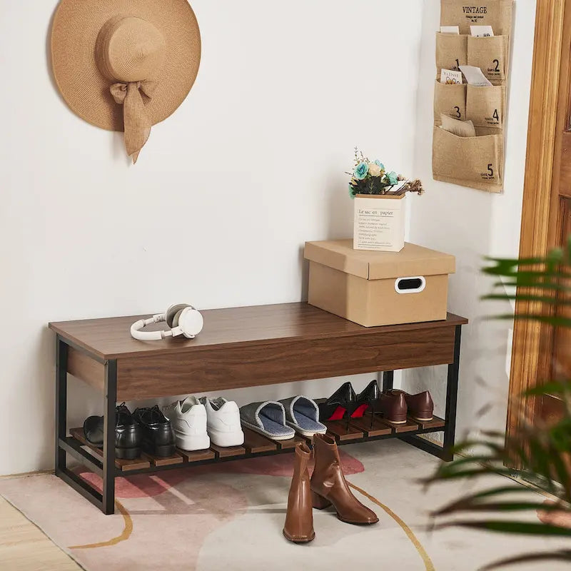 CO-Z Lift-Top Entryway Shoe Storage Bench with Shelf