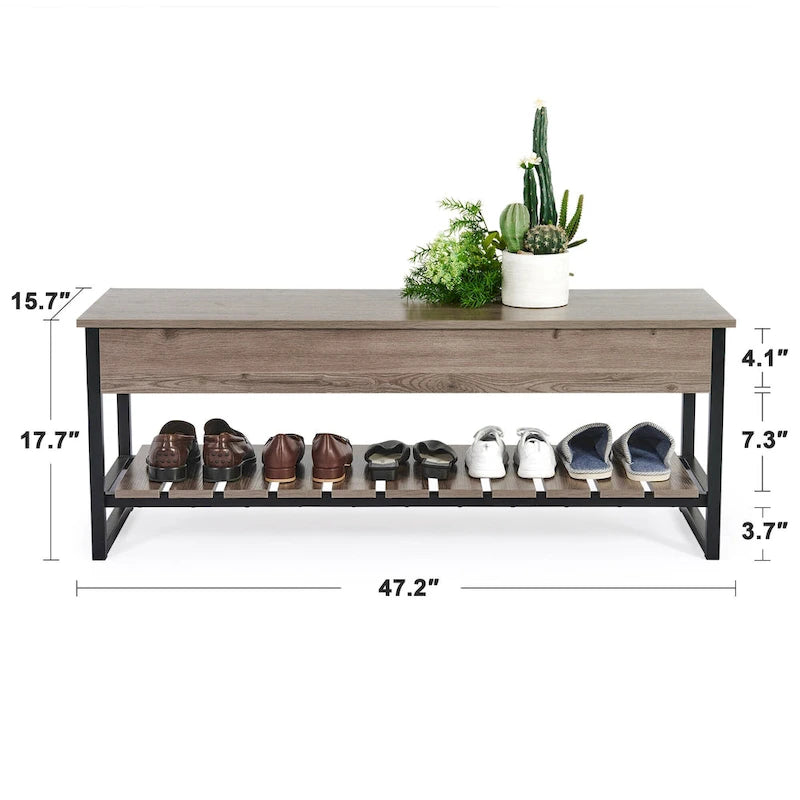CO-Z Lift-Top Entryway Shoe Storage Bench with Shelf