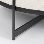 Amelia Cream Boucle Fabric with Black Metal Frame Round Ottoman