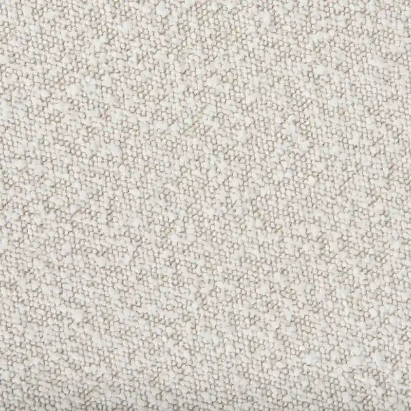 Amelia Cream Boucle Fabric with Black Metal Frame Round Ottoman