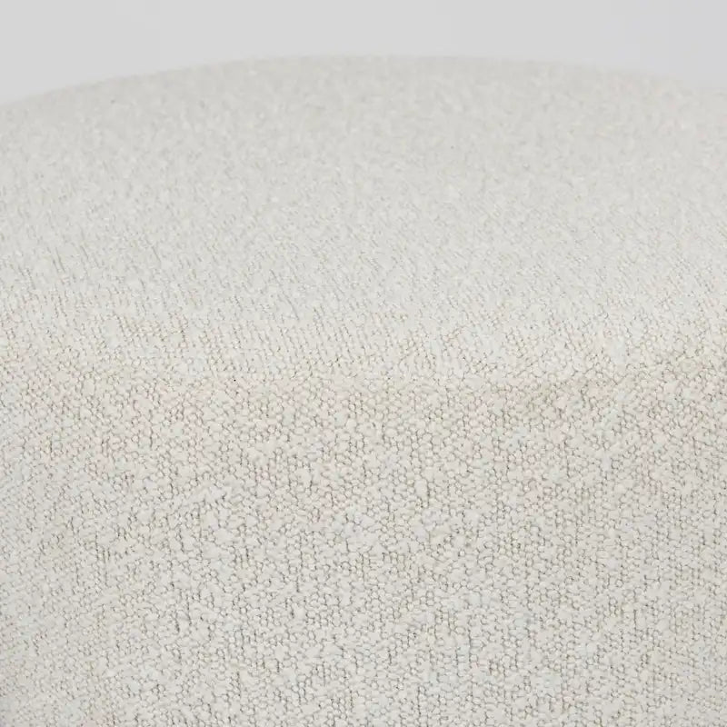 Amelia Cream Boucle Fabric with Black Metal Frame Round Ottoman