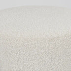 Amelia Cream Boucle Fabric with Black Metal Frame Round Ottoman