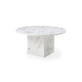 60 Diameter Round Marble Table with Cubical Marble Base