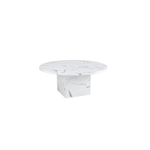 60 Diameter Round Marble Table with Cubical Marble Base