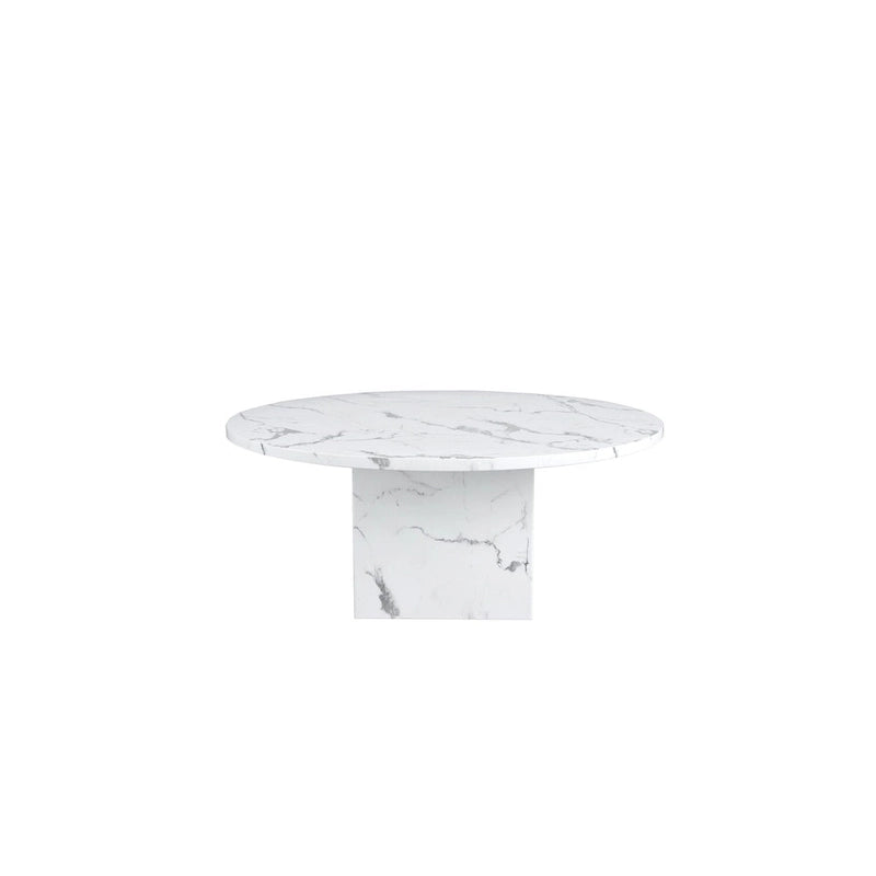 60 Diameter Round Marble Table with Cubical Marble Base