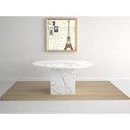 60 Diameter Round Marble Table with Cubical Marble Base