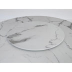 60 Diameter Round Marble Table with Cubical Marble Base