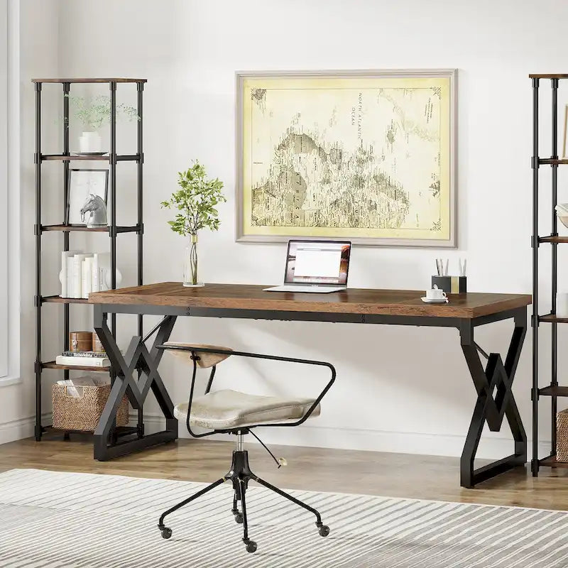 63-in Executive Desk, Larg Computer Desk for Home Office