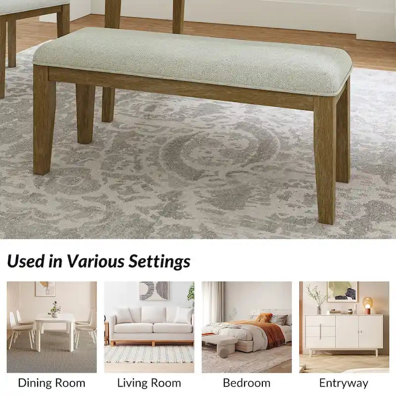 Sandra Rustic Farmhouse Design Solid Wood Dining Bench by HULALA HOME