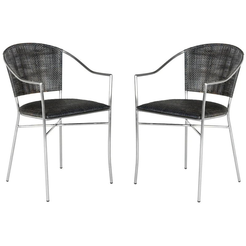 SAFAVIEH Jullieta Black Arm Chair (Set of 2) - 21 W x 22.3 L x 33.5 H - 21Wx22Dx34H