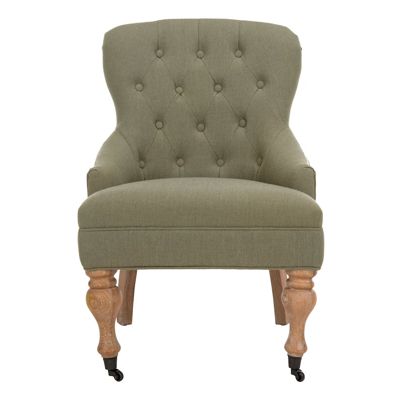 SAFAVIEH Chrissy Tufted Beige Petite Arm Chair - 23.6 x 28.7 x 34.6 - 24Wx29Dx35H